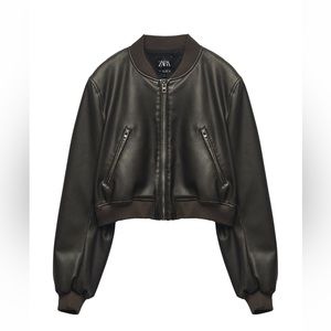 ZARA FAUX LEATHER BOMBER JACKET - SIZE LARGE